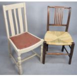 A Painted Chair and a Rush Seated Chair