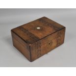 A Late 19th Century Banded Inlaid Walnut Work Box, Missing Inner Tray but Complete with Sewing
