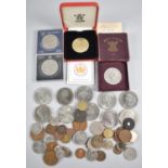 A Collection of British Crowns and Coins to Include Churchill Together Small Collection of Foreign