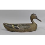 A Vintage Carved Wooden Decoy Duck, Neck Glued, 27cms Long