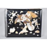 A Japanese Postcard Album, Front Decorated in Mother of Pearl with Eagle, Rabbit and Blossom,