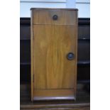 An Art Deco Walnut Bedside Cabinet with Top Drawer, 34cms Wide