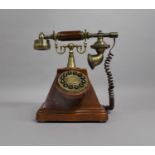 A Mid 20th Century Reproduction Vintage Style Telephone with Push Button Numerals, 27cms High