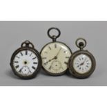 Three Vintage Silver Ladies Pocket Watches, All in Need of Attention