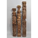 A Collection of Three Early Carved Oak Furniture Mounts of Corbels Probably Continental, perhaps