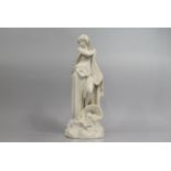 A 19th Century Parian Figure 'La Peche', Modelled as Maiden with Draped Net and Basket of Fish at