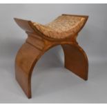 An Early 20th century Art Deco Birds Eye Maple X Framed Stool, with Upholstered Seat, Probably by