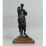 A Cast Bronze Study of Diana of Gabii After Praxteles on Square Stepped Wooden Base, Bronze 36.