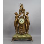 After August Moreau, A Large Early 20th Century French Spelter Figural Clock, "Fete De La