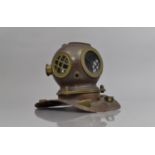 A Desk Top Brass And Copper Model of a Divers Helmet, 17cms High