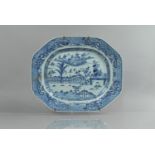 A Large 18th/19th Century Chinese Platter decorated with Garden Scene with Antique Vase of