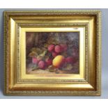 Oliver Clare (British, 1853-1927), Still Life Oil on Canvas, Apple and Plums, 23.5x19cm high and
