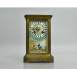 A 19th Century French Ormolu Cased Mantel Clock with Painted Porcelain Panels (One Missing) Japy