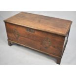 An Oak Blanket Box with Three Plank Hinged Top, Front Carved with Pair of Lozenges and Dated 1675,