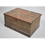A 17th Century Jacobean Oak Bible Box with Hinged Lid to Interior having Candle Store with Sliding