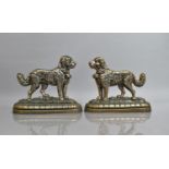 A Pair of Cast Bronze Door Stops, St Bernard Dogs, 18.5cms High, 23cms Wide