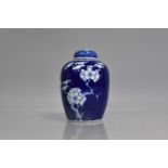 A Chinese Blue and White Tea Caddy, Double Concentric Mark to Base