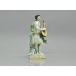 A Late 19th Century Meissen Figure, 'The Music' Allegorical Maiden Playing Lute, Blue Sword Mark