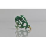 A Chinese Carved Jade Pendant with 14ct Gold Mount, 5cms High