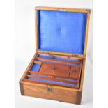 A late 19th/Early 20th Century Inlaid Oak and Mahogany Work Box with Fitted Removable Inner Tray,