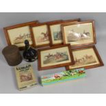 A Collection of Sporting Ephemera to Include Jigsaw, Framed Prints, Hunting Scenes Glasses,