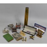 A Collection of Metal Items to Include Brass Trench Art, Brass Shell Base, Miniature Treadle