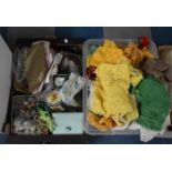 Two Boxes of Various Textiles, Sewing Accessories etc