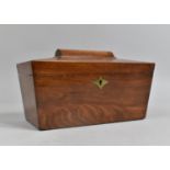 A Mid/Late 19th Century Mahogany Two Division Tea Caddy of Sarcophagus Form having Two Tea Boxes