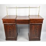 A Mid 19th Century Mahogany Sideboard with Brass Gallery Screen Frame, Breakfront Form with Centre