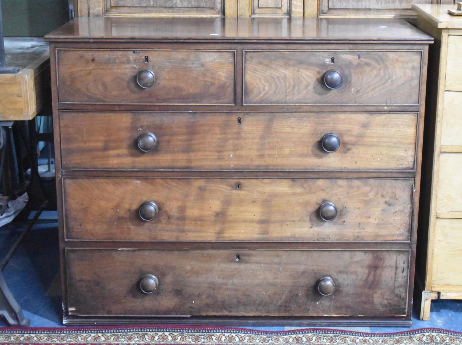 A 19th Century Mahogany Bedroom Chest of Two Short and Three Long Drawers, 125cm wide