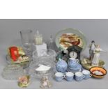 A Collection of Various Sundries to Include Children's Blue and White Teaset, Glassware, Mantle