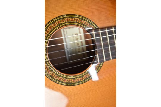 A Nice Quality Spanish Acoustic Guitar in Fitted Hard Case, Alhambra Tapa Maciza Plus Guitar Stand - Image 2 of 2