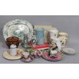 A Collection of Various Ceramics to Comprise Late 19th Century Transfer Printed Meat Dish, Jugs,