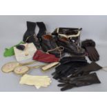 A Collection of Various Items to Comprise Dressing Table Brushes, Ladies Gloves, Handbags, Ice