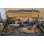 A Vintage Carpenters Tool Box Containing Various Vintage and Later Tools etc