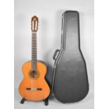 A Nice Quality Spanish Acoustic Guitar in Fitted Hard Case, Alhambra Tapa Maciza Plus Guitar Stand