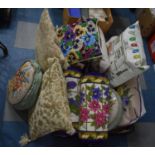 Two Boxes of Various Scatter Cushions to Include Tapestry Examples etc