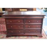 A Modern Mahogany Sideboard with Two Secret Cutlery Drawers Over Two Banks of Three Short Drawers,
