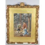 An Ornately Gilt Framed Watercolour Signed Goodwin Kilburne, Depicting Woodland Robbery, 23x21cm