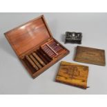 A Vizagapatam Style Cigar and Cigarette Box Containing Three Jamaican Cigars, Two Jerusalem Souvenir