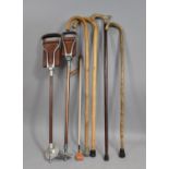 A Collection of Various Walking Sticks Together with Two Shooting Sticks