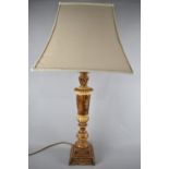 A Modern Gilt Decorated Table Lamp and Shade, Overall Height 80cms