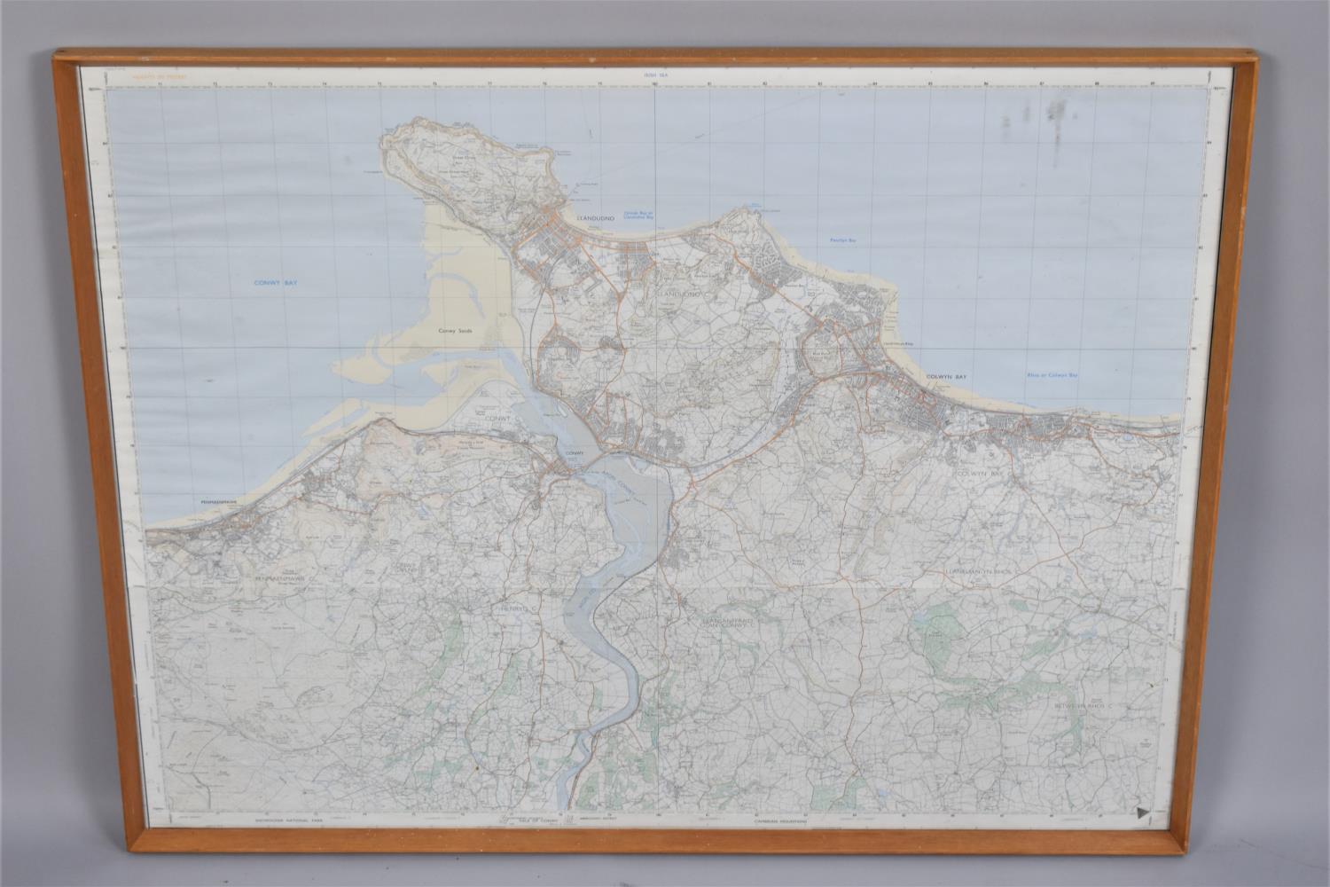 A Framed Ordnance Survey Map of Colwyn Bay and Llandudno, 80x60cm