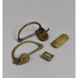 Two Brass Kit Bag Clips, with Padlocks, Combination Lock Padlock and a Brass Cigarette Lighter (We
