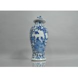 An Early 20th Century Chinese Blue and White Baluster Vase and Cover decorated with Bird