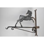 A Mid 20th Century Fret Cut Hanging Basket Bracket, Decorated with Rearing Horse, 41cms High and