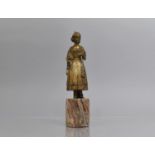 A Bronze Figure of Maiden on Marble Base, 19.5cms High