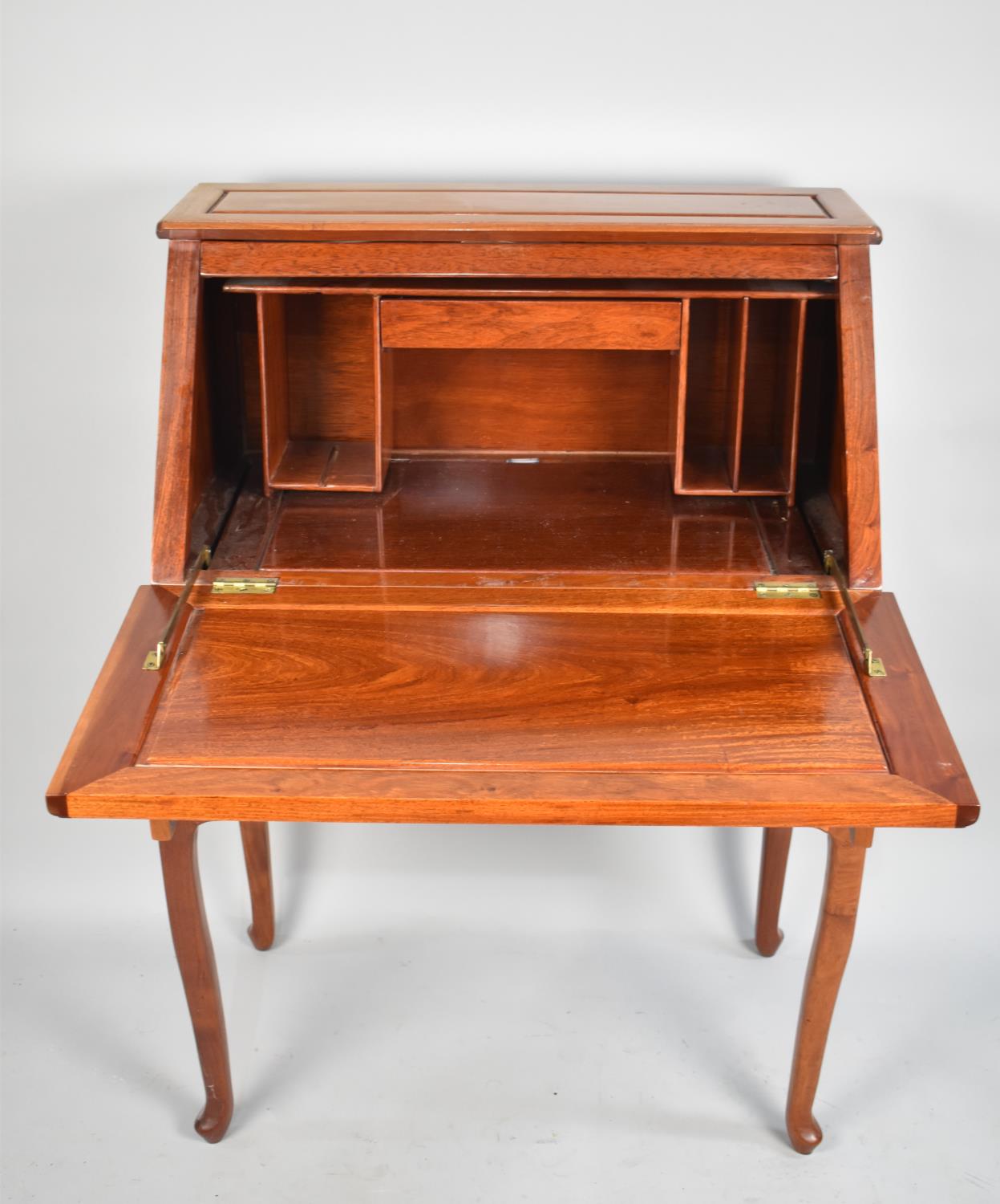 A Far Eastern Hardwood Fall Front Bureau on Stand with Two Short Drawers and Fitted Interior, 77cm - Image 2 of 2