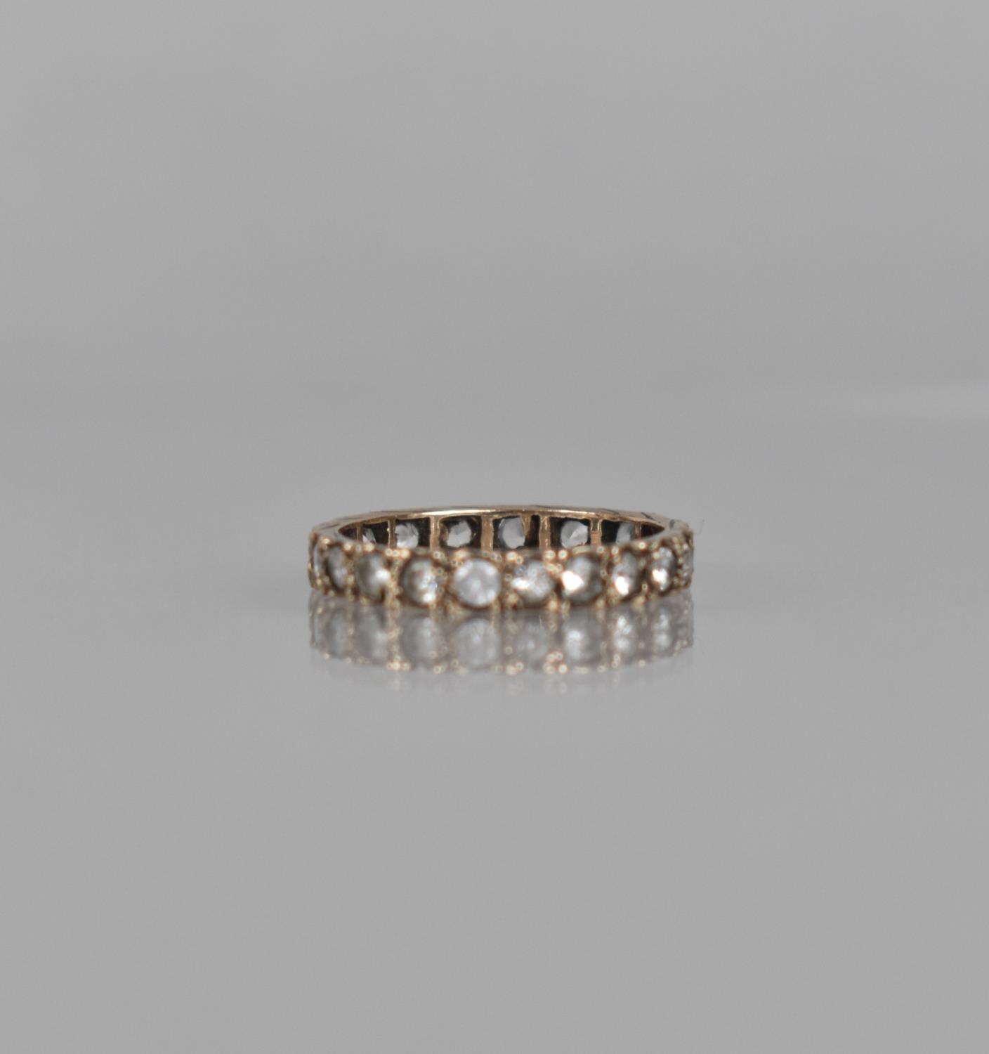A 9ct Gold and White Sapphire Edwardian Eternity Ring Each Old Cut Stone Approx 2mm Diameter, Size