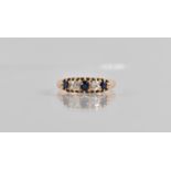 A Diamond and Sapphire Five Stone Boat Ring, Central Round Brilliant Cut Sapphire (3x2.5mm Approx)